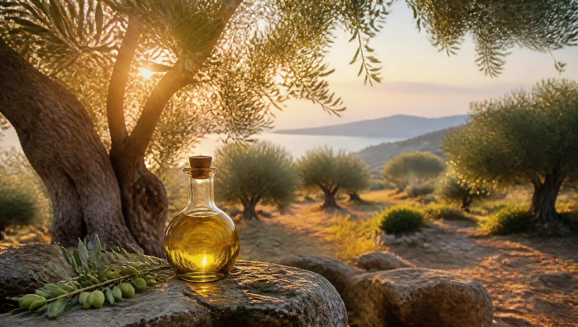 Κρητικός ελαιώνας στο φως του δειλινού